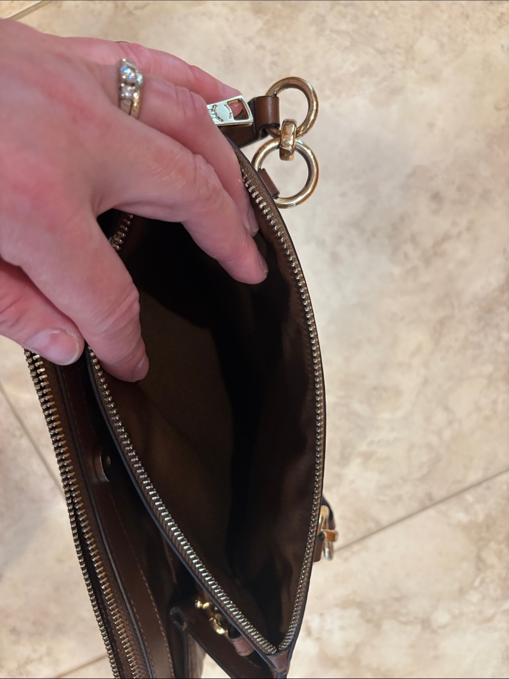 Coach Tan and Brown Signature Canvas Shoulder Bag with Matching Wallet - Picture 5 of 8